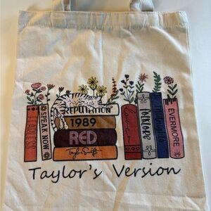 Taylor Swift Illustrated Canvas Tote - Cream